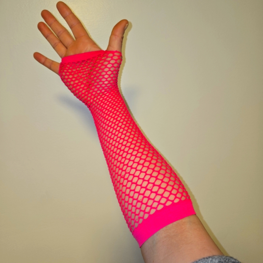 Neon's pink ( one ) Long Fingerless  Fashion Fishnet Arm warmer Glove